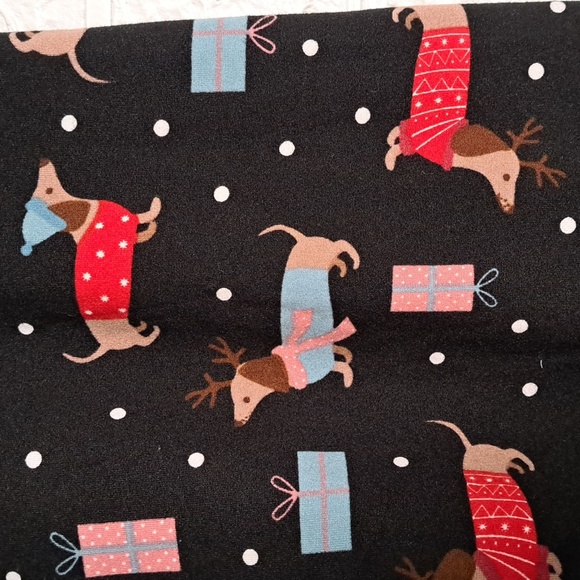2 Pack ShoSho Leggings Buttery Soft Christmas Dachshund - Picture 4 of 9